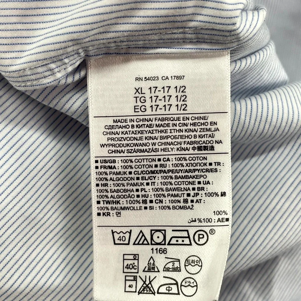 Banana Republic Dress Shirt Men XL 17-17.5 Stripe Slim Fit Classic Office Career